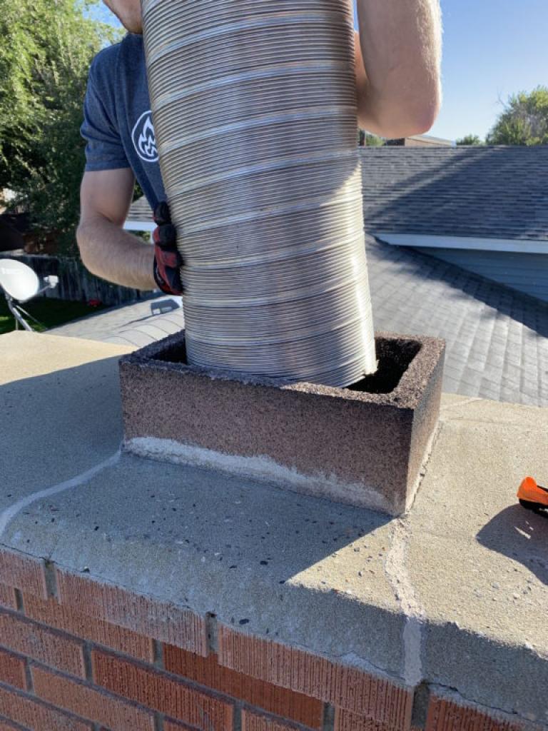 Brick Chimney Repair – Stainless Steel Liner Installation – Mtn. Home